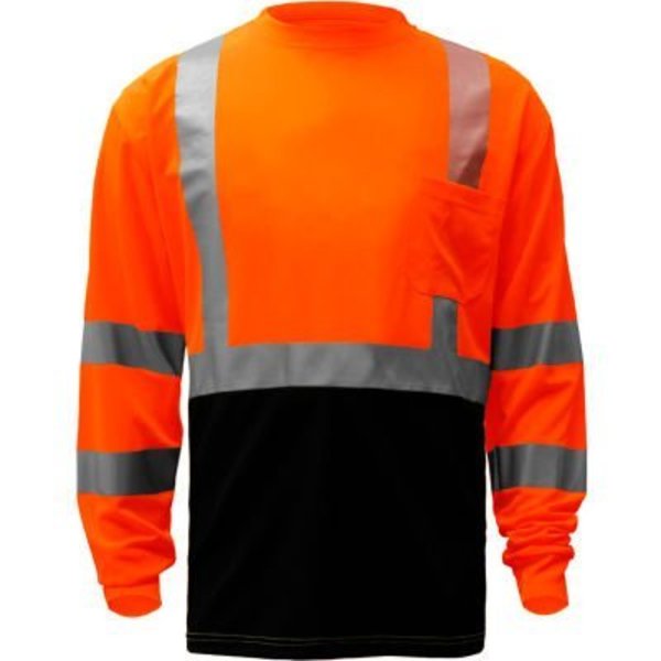 Gss Safety GSS Safety 5114, Class 3, Microfiber Birdseye Long Sleeve T-Shirt W/ Black Bottom, Orange, 2XL 5114-2XL